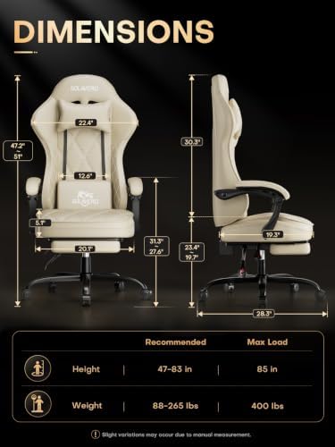 SOLAVERO Gaming Chair with Massager Lumbar Support, 400LBS Weight Capacity