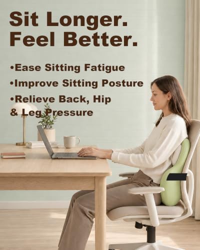 Cute Frog Lumbar Support Pillow for Office Chair, Memory Foam Back Cushion