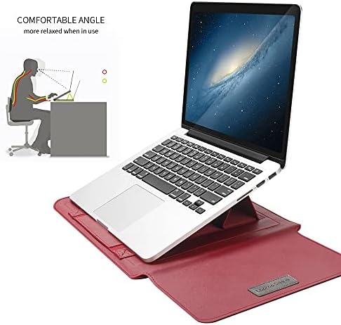 Laptop Sleeve 16-17" Case with Stand Compatible with Microsoft Surface Laptop 5/4/3/2 13.5", MacBook Air/Pro 13.3", PU Leather Sleeve for 15-16" Computers - Grey
