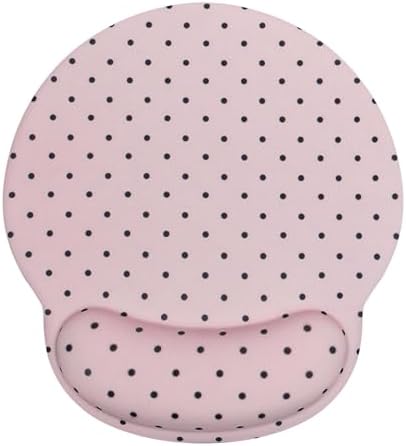 Seorsok Cute Black Polka Dot Mouse Pad with Gel Wrist Support Mouse Pad,Ergonomic Aesthetic,Comfortable Mousepad for Office Game Work Computer,Pain Relief Mousepad with Non-Slip Silicone Base,Pink