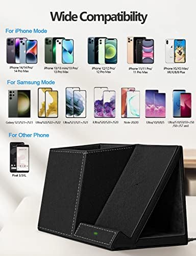 Pen Holder with Wireless Charger, Compatible with iPhone 17/16/15/14/13/12/11/8 Series, Pencil Holder Phone Stand for Desk Home Office, Men Gift Husband Wife Anniversary Dad Birthday Idea Gadget