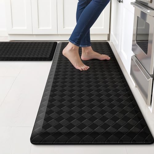TranquilRelax 4/5 Inch Cushioned Anti Fatigue Kitchen Mats for Floor, Black
