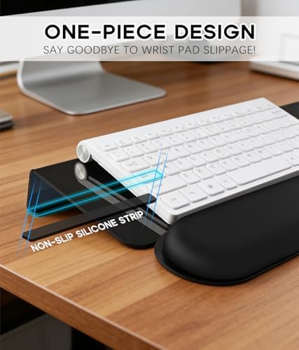 JIKIOU Computer Keyboard Wrist Rest Stand with Wrist Pad for Desktop Black