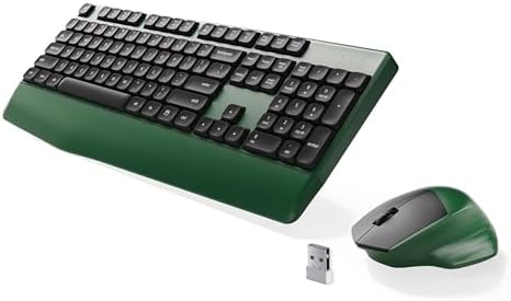 MPTOG Ergonomic Wireless Keyboard and Mouse Combo, Dark-Green Black