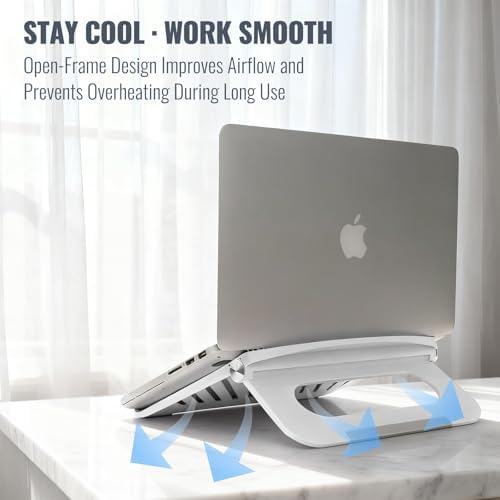 White Laptop Stand for Desk, Adjustable Foldable Laptop Riser
