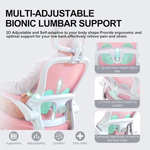 2 Pack Ergonomic Office Chair,Ultra Thick Spring Cushion Desk Chair,Pink