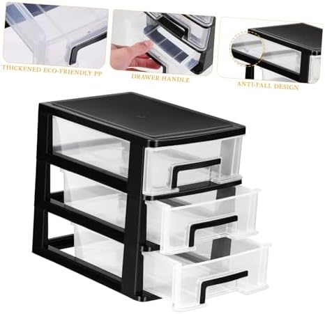 SEWACC 3 Layer Plastic Drawers, Desktop Organizer with Transparent Drawers