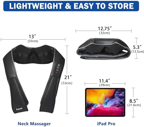 Joyset Shiatsu Neck Massager with Heat, 8-Node Kneading Massage