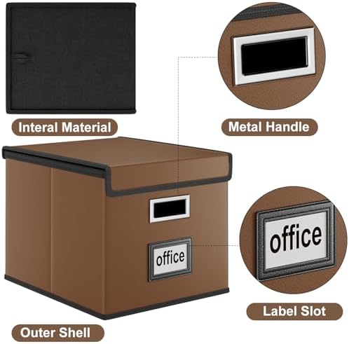 File Organizer Box with Lids, Collapsible File Folder Organizer
