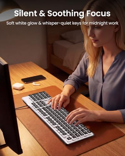 SEUNKWANG Wired Keyboard with White Backlight Pudding Keycaps, Black