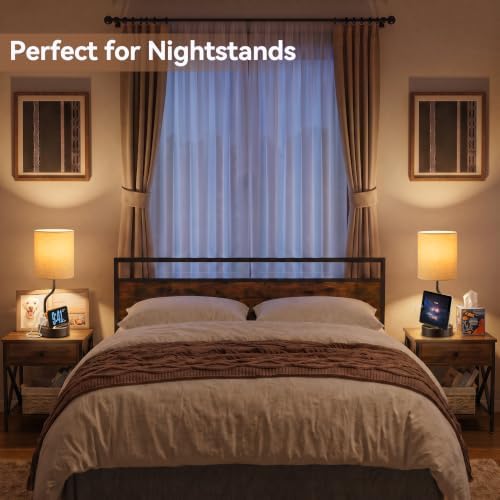 Fenmzee Bedside Lamps for Bedroom Set - 18" Beige Table Lamp for Nightstand