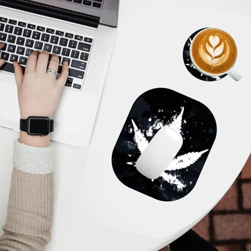 Small Mouse Pad，Mini Mouse Pad 6 x 7 Inch，for Laptop Keyboard Tray Wireless Mouse Home Office Travel，with Non-Slip Rubber Base, Waterproof Mouse Mat，Marijuana Leaf