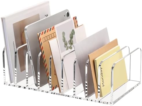 SANRUI Mail Organizer, Clear Acrylic Desk Organizer, 9-Compartment