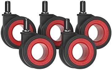 Office Chair Wheels 5-Pack Hubless 1000lb Hardwood Casters Red Okina Mu
