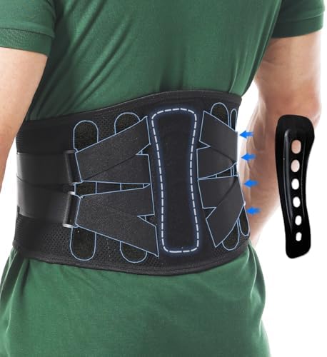 Paskyee Back Brace for Lower Back Pain Men Women, Adjustable Knitted Back Support Belt with Bionic Support System, for Herniated Disc, Lumbar Strain,Sciatica, Scoliosis Medium