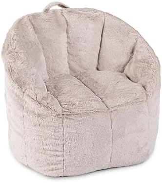 Big Joe Milano Bean Bag Chair for Kids, Teens, Adults, Ultra-Soft Taupe Plushie Polyester Blend, Lightweight Seat for Reading Nook and Gaming, 2.5 Foot Refillable