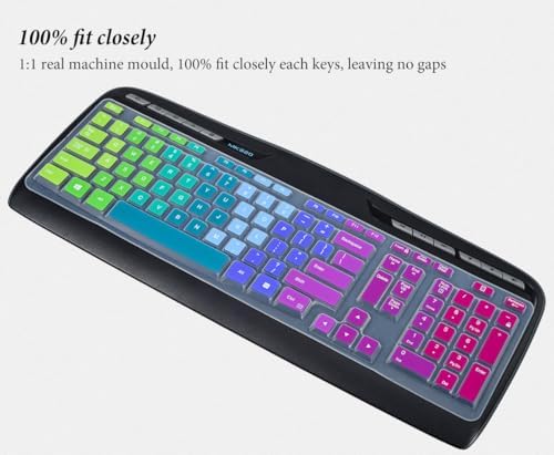 Keyboard Cover for Logitech MK320 YR002/Y-R0009 Wireless Desktop Keyboard, Logitech MK330 MK335 Wireless Keyboard Protector-Rainbow