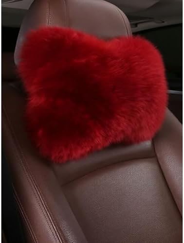 Car Headrest Pillow Plush Protector Neck Rest Pillows, Red