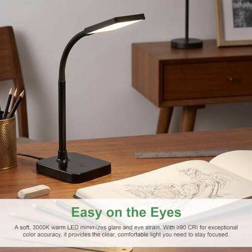 Maxlite 11.9 in. Black Integrated LED Slim Desk Lamp with USB Charging Port and Adjustable Lamp Head - Black