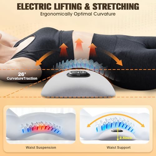 FunBy Lumbar Support Pillow,Triple Fusion Massager for Sciatica LightGray