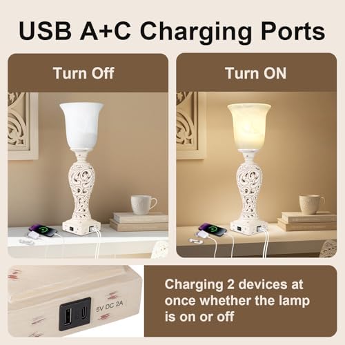 Bedside Table Lamps for Bedroom Set of 2, 3-Way Dimmable Nightstand Lamps