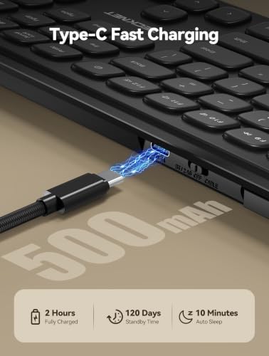 TECKNET Bluetooth Wireless Rechargeable Keyboard with BT5.0, 2.4G & Wired