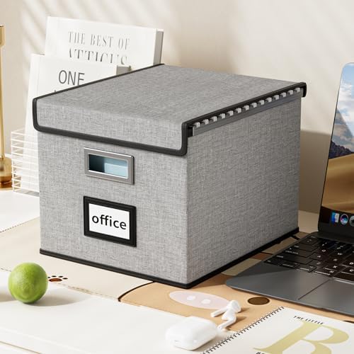 File Organizer Box with Lids, Collapsible File Folder Organizer