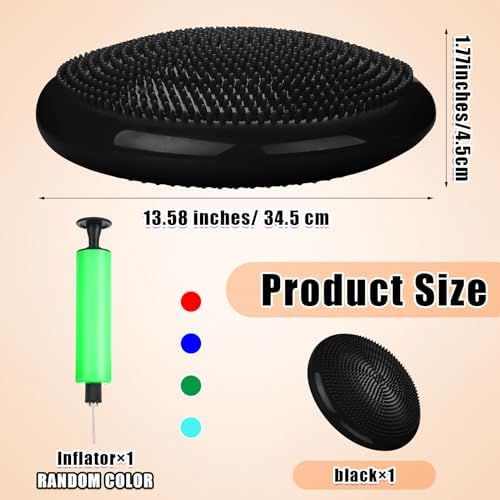 Silipull Wobble Cushion with Inflation Pump Balance Disc Stability Disc Wiggle Seat Therapy Exercise Office Chair or Sensory