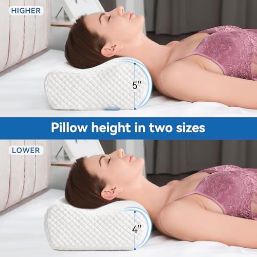 AM AEROMAX Travel Contour Memory Foam Pillow for Neck Pain Relief, White
