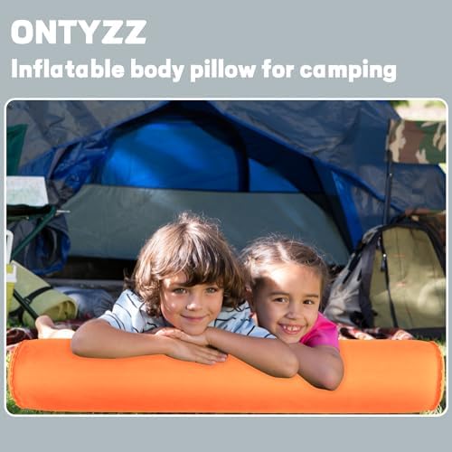 ONTYZZ Inflatable Long Body Pillow, Long Pillow for Bed, Oval Bolster Pillow for Good Sleeping and Back/Neck Support, 2pcs Orange