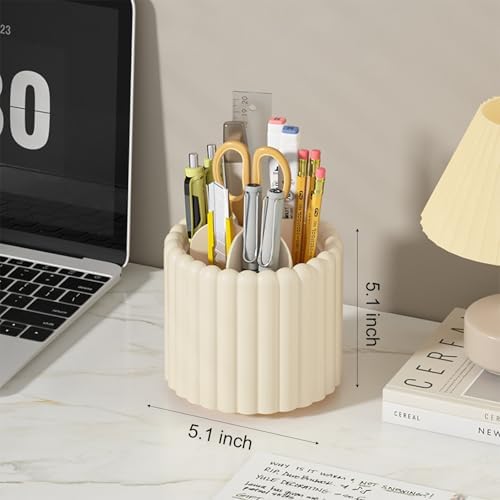 Anyoifax Rotating Pen Holder for Desk Removable Pencil Cup, Small Beige