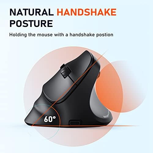 MEETION Ergonomic Wireless Vertical Mouse, Rechargeable, Black