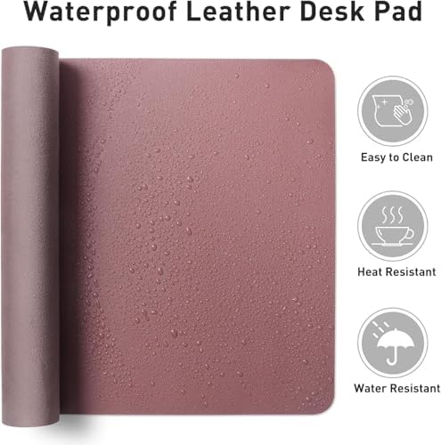 Bloss Dark Red Leather Desk Mat - 31.5" x 15.7"