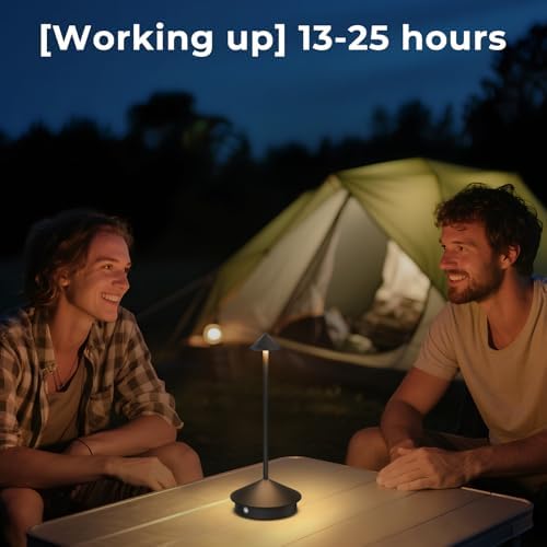 2 Pack Cordless Table Lamp, 6000mAh Rechargeable Battery Operated Desk Lamp, Portable Table Light,3 Color Stepless Dimming Up,for Restaurant, Bedroom, Patio，Outdoor Camping, Coffee Shop, Night Light