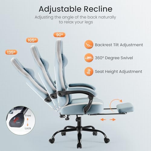 DUMOS Ergonomic Gaming Chair with Footrest, Video Game Chairs