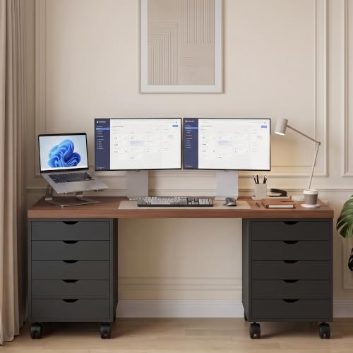 5 Drawer Chest, Under Desk Storage Mobile File Cabinet with Wheels, 5 Office Drawer for Home & Office Printer Stand, Black