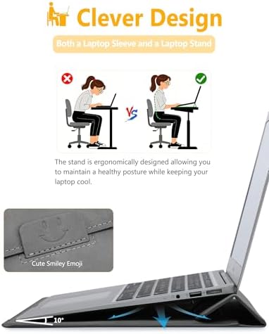 HYZUO 13 Inch Laptop Case Sleeve with Stand for MacBook Air, Dark Gray