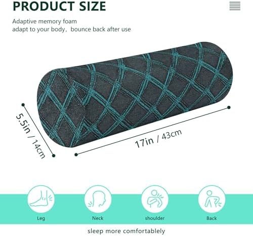 Bolster Pillow for Legs Massage Table Neck Roll Pillow Form Kids Round Pillow Roller Pillow for Back Lumbar Roll Support Pillow Argyle Plaid Darkturquoise