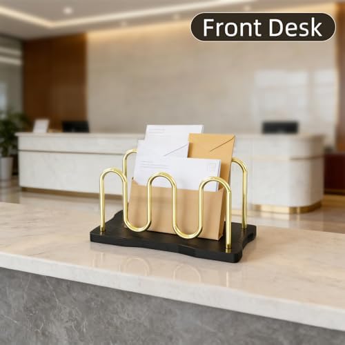 Mail Holder Organizer Countertop, Metal Letter Holder Sorter (Black)