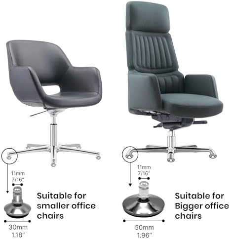 Office Chair Bell Glides Replacement, Replace Swivel Caster Wheels to Fixed Stationary Foot, Dia 7/16"(11mm) stem fit Most Office Chairs, Low Profile Bell Glides Feet Set of 5 (Silver Large)
