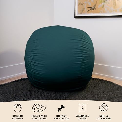 Big Joe Fuf 4Ft Foam Bean Bag Chair with Removable Cover for Kids, Teens, Deep Sea Velveteen, Durable Woven Polyester, 4 Foot Large Reading and Gaming Seat