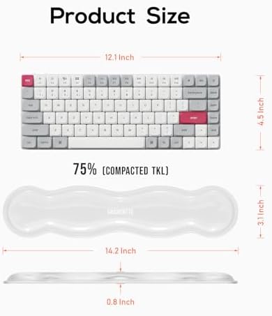 Ergonomic Clear Gel Wrist Rest for Computer Keyboard - Non-Slip Crystal Gel Pad, Soft Comfortable Support, Washable, Office Gaming Wrist Pain Relief