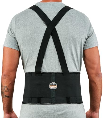 Ergodyne ProFlex 1650 Back Support Belt, 7.5" Elastic, Adjustable, Removeable Straps, 4XL , Black