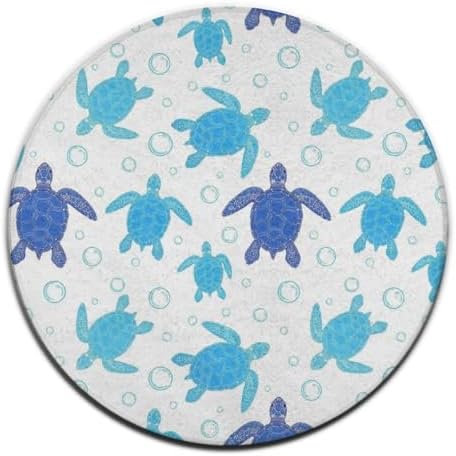 Large Home Decor Mat, Soft Round Yoga Carpet, Non Slip Machine Washable Kitchen Office Circle Rug Vintage Sea Turtle, 36inch