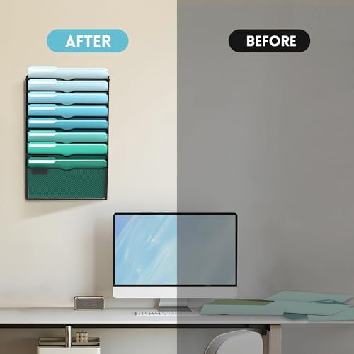SUPEASY 8-Tier Wall File Organizer, Wall Mounted Mail Sorter, 2 Pack