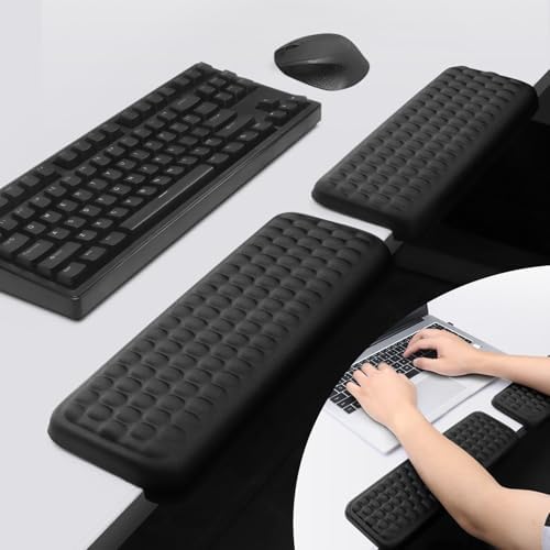 L-Shaped Desk Elbow Rest Pads, Memory Foam, Non-Slip, Black, 2 Pack