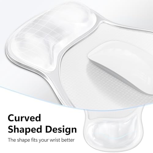 AKIT Ergonomic Gel Mouse Pad and Keyboard Wrist Rest, Non-Slip, Clear