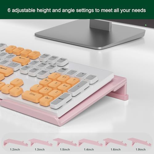 Computer Keyboard Stand for Desktop - 6-Level Height Adjustable Acrylic Keyboard Riser Non-Slip Ergonomic Key Board Tray Holder for Home School Office Desk Accessories, Lightpink