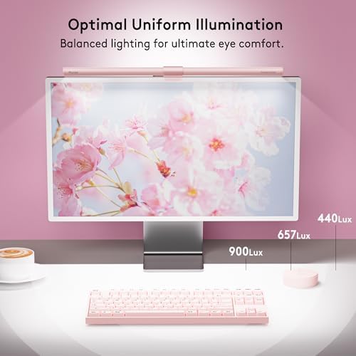 Quntis 20" Pink Monitor Light Bar with 15 RGB Modes, Flat & Curved Fits