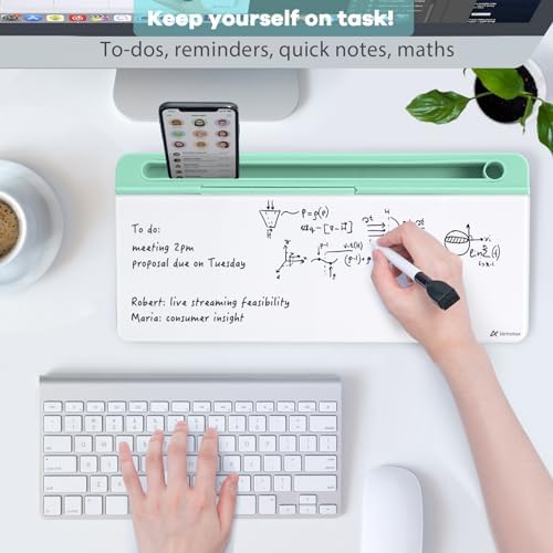 Varhomax Glass Desk Whiteboard with Storage,